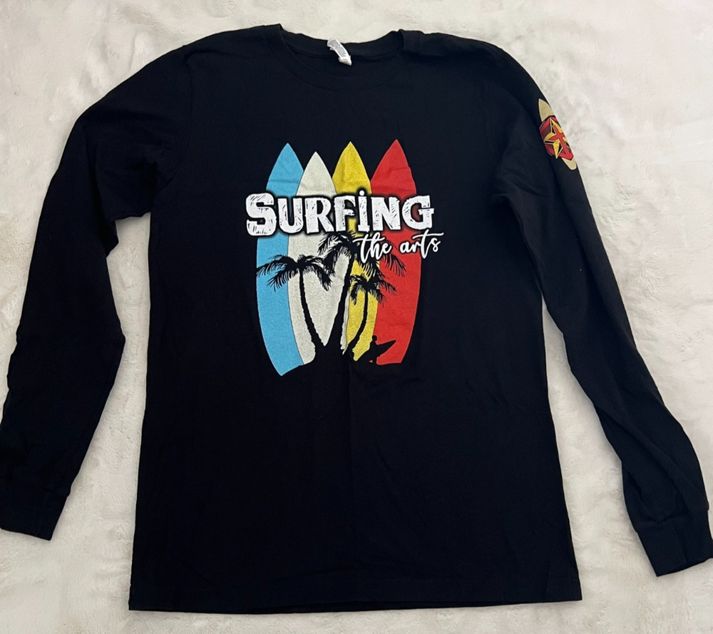 Bella + Canvas Men's M Black Surfing Long Sleeve Double-Sided Graphic T-Shirt